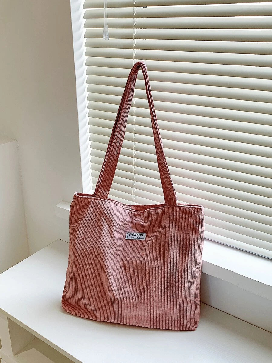 حقيبة كتف نسائية من قماش مخملي سادة، مناسبة للاستخدام اليوميShein