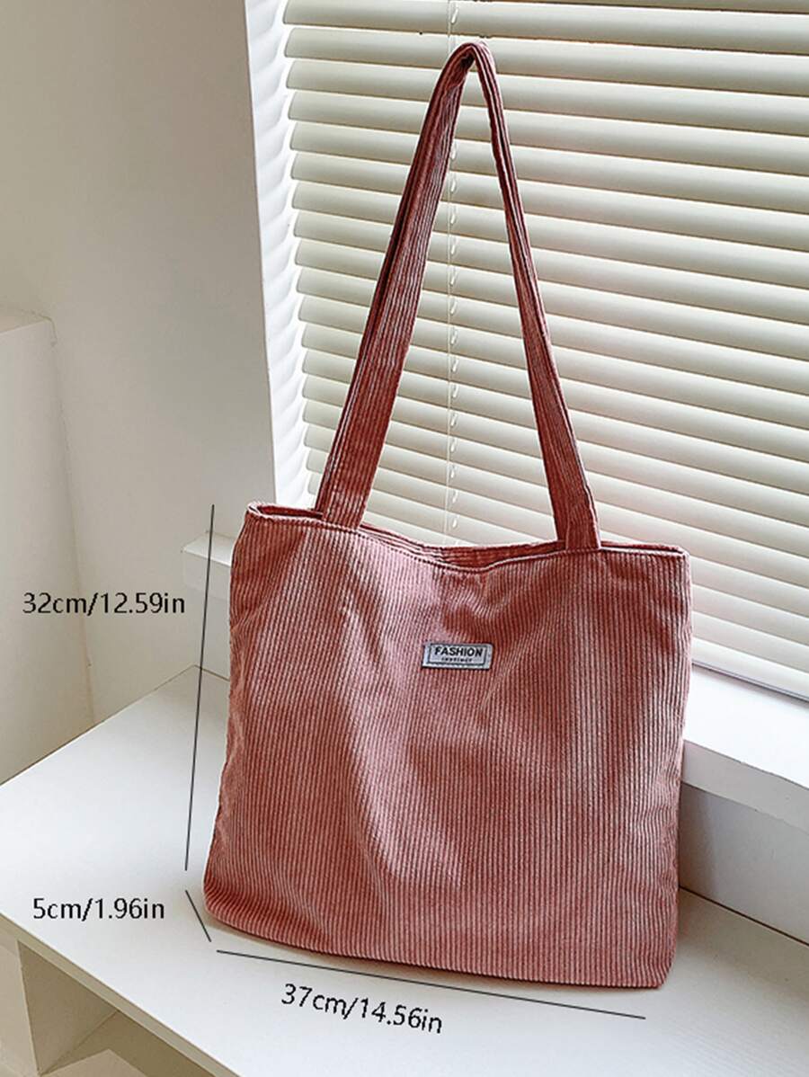 حقيبة كتف نسائية من قماش مخملي سادة، مناسبة للاستخدام اليوميShein