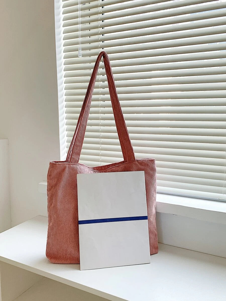 حقيبة كتف نسائية من قماش مخملي سادة، مناسبة للاستخدام اليوميShein