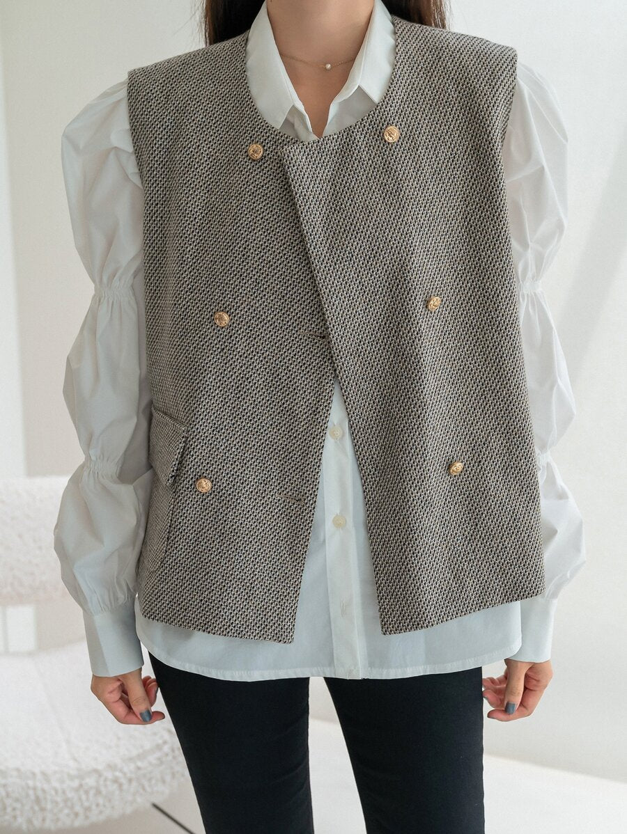 بلوزة نسائية بدون أكمام برقبة دائرية وتصميم كاجوال للعمل من DAZY