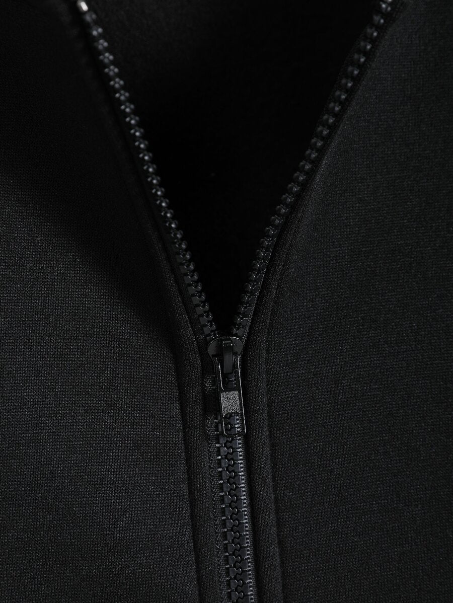 INAWLY Plus Zip Up Drop Shoulder Drawstring Thermal Lined Longline Hoodie