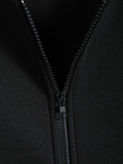 INAWLY Plus Zip Up Drop Shoulder Drawstring Thermal Lined Longline Hoodie