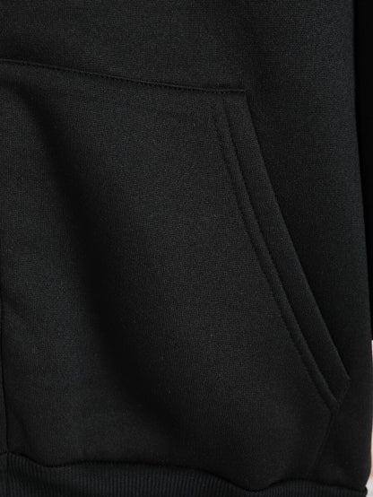 INAWLY Plus Zip Up Drop Shoulder Drawstring Thermal Lined Longline Hoodie