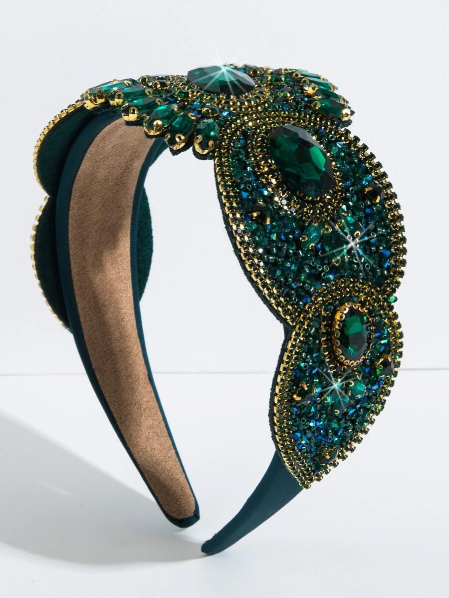 عصابة رأس ملكية مزينة بأحجار الزركونيا المكعبة، عصابة شعر،Shein