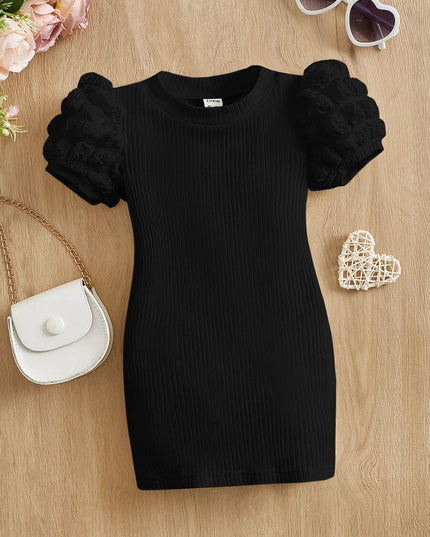 SHEIN فستان محبوك بأكمام منتفخة ، مريح ولطيف وحلو، مناسب لفصل الصيف