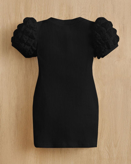 SHEIN فستان محبوك بأكمام منتفخة ، مريح ولطيف وحلو، مناسب لفصل الصيف