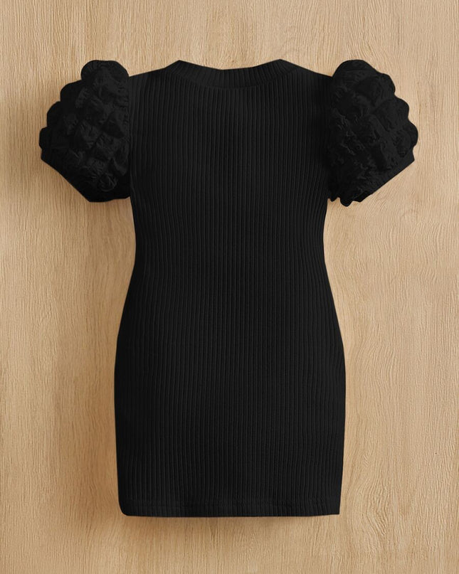 SHEIN فستان محبوك بأكمام منتفخة ، مريح ولطيف وحلو، مناسب لفصل الصيف
