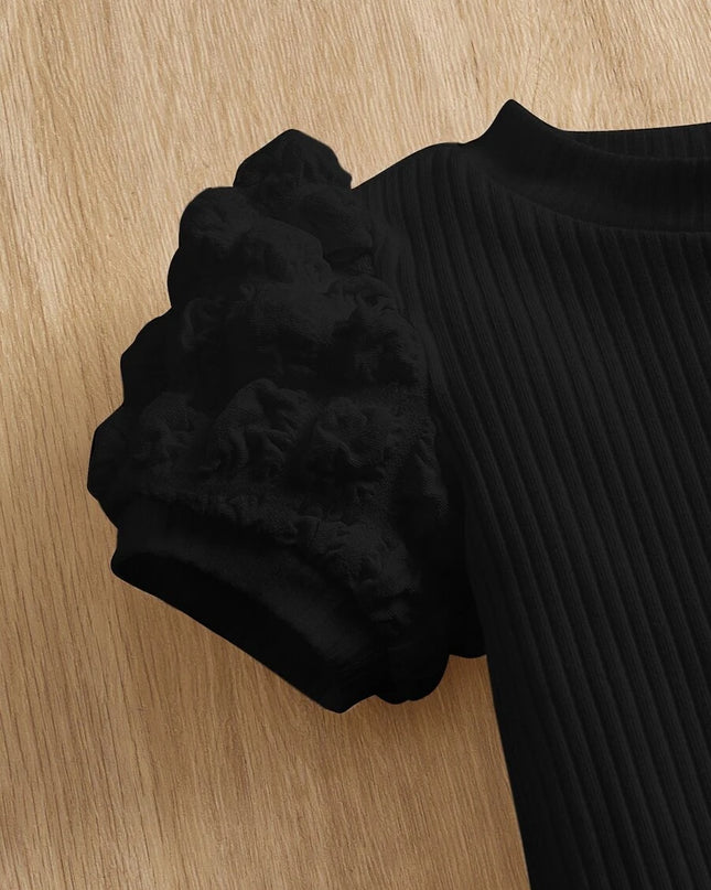 SHEIN فستان محبوك بأكمام منتفخة ، مريح ولطيف وحلو، مناسب لفصل الصيف