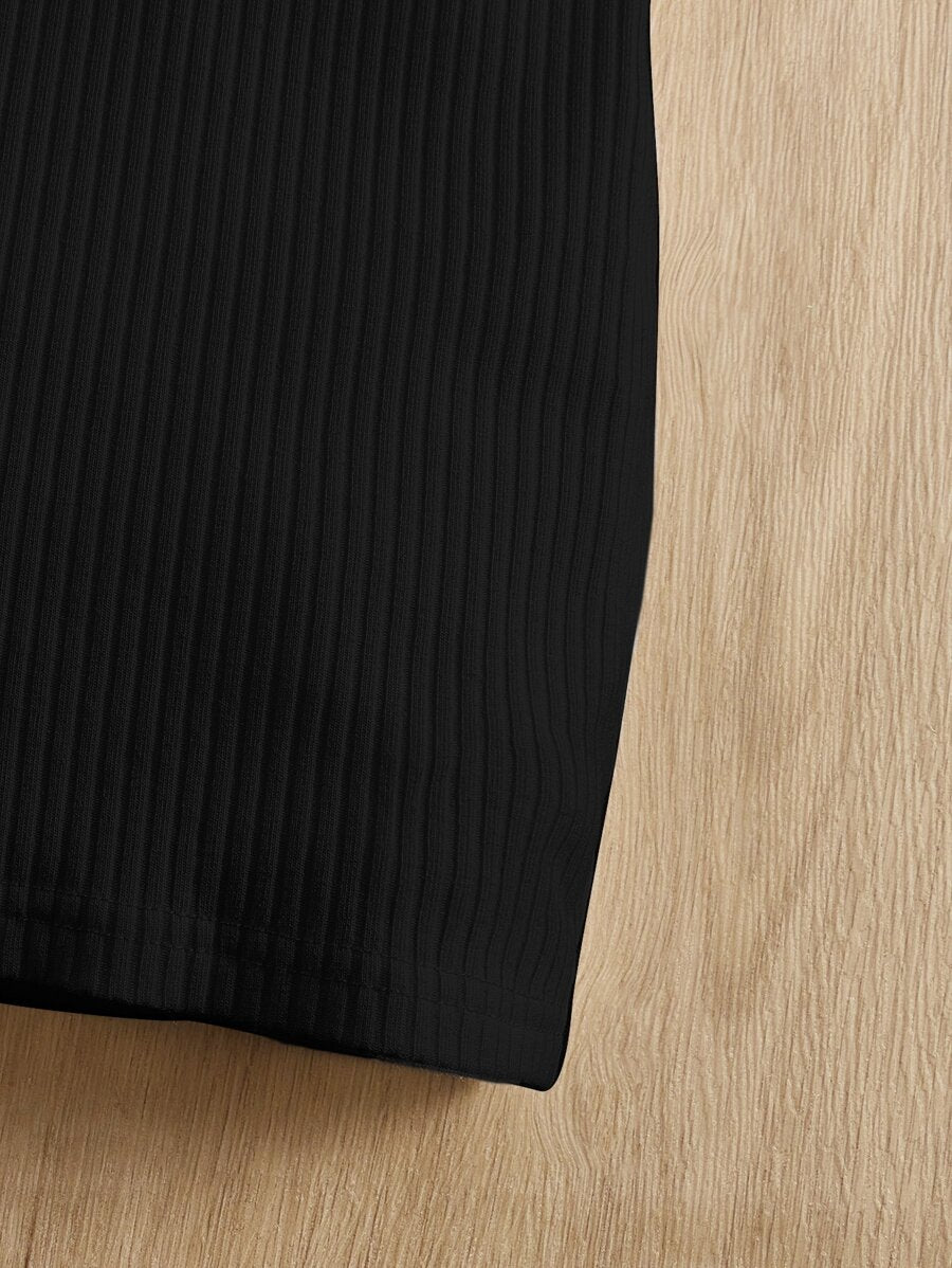 فستان شي إن للبنات الصغار بأكمام منتفخة ومضلعة، مريح، مناسب للصيف