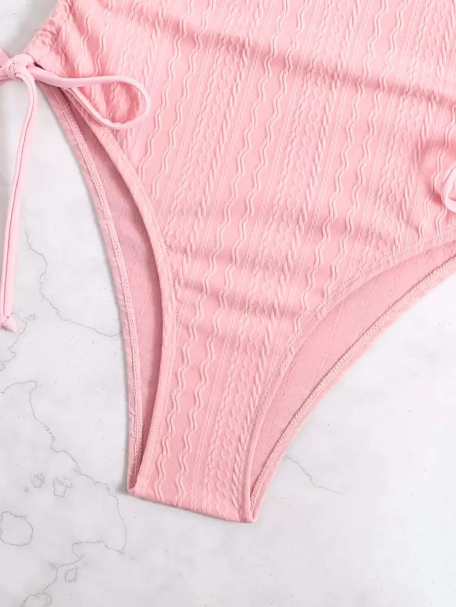 مايوه قطعة واحدة نسائي – تصميم هالتر بحبل جانبي صيفي للشاطئ