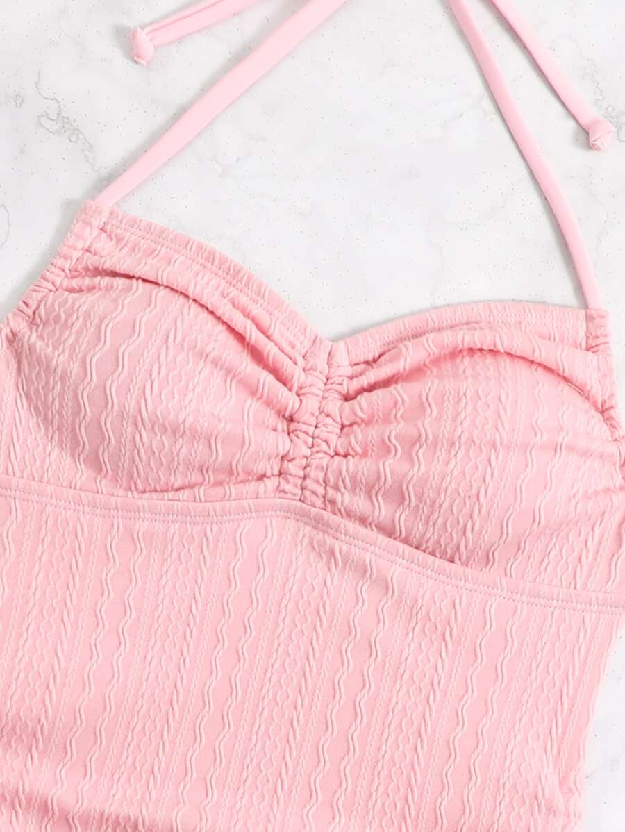 مايوه قطعة واحدة نسائي – تصميم هالتر بحبل جانبي صيفي للشاطئ