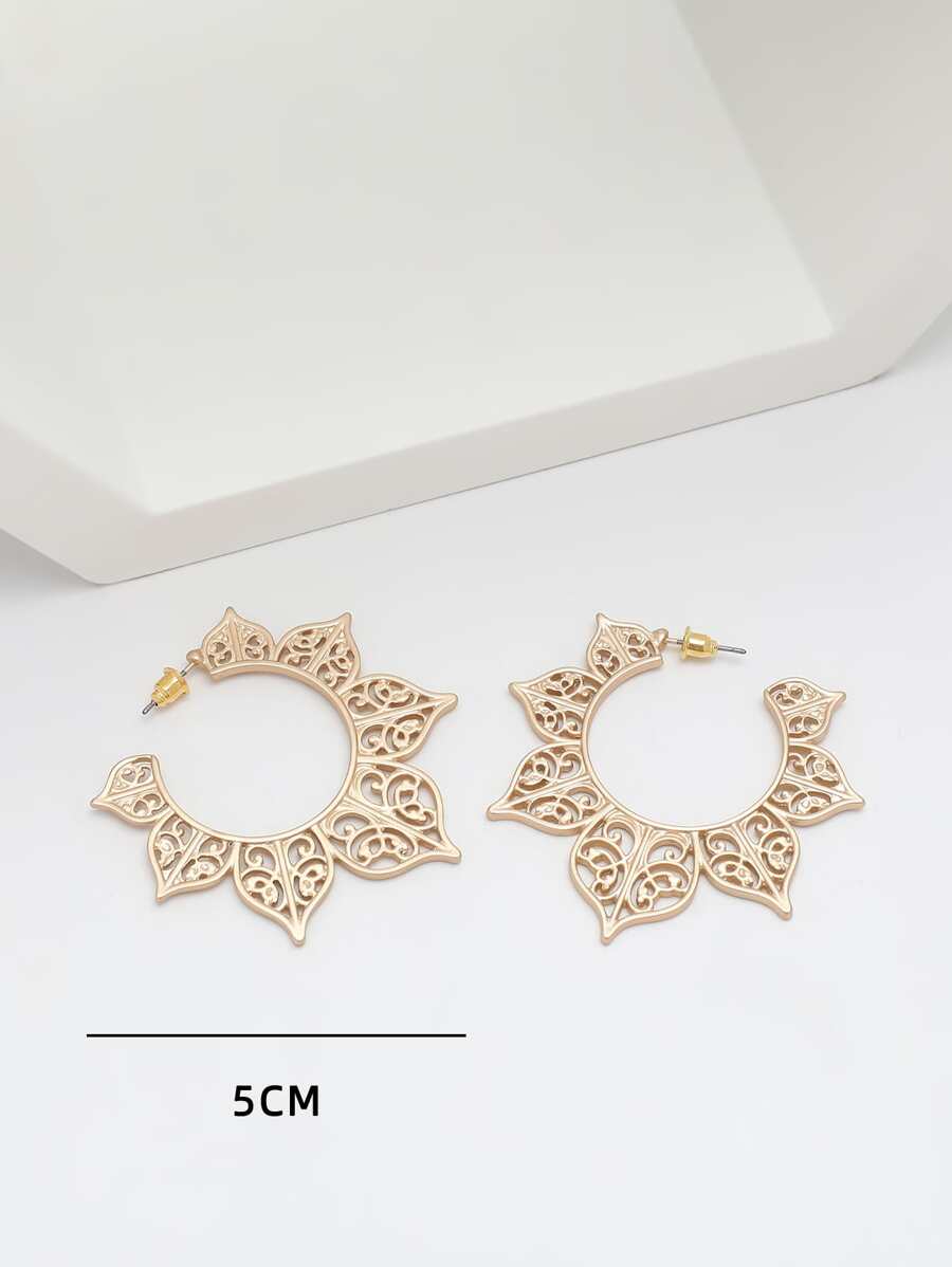زوج (2 قطعة) أقراط هوب مجوفة (Hollow Out Hoop Earrings)