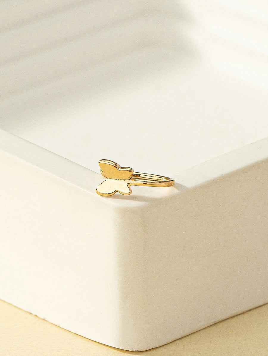 مشبك أنف معدني بتصميم فراشة بسيط وعصري للنساء، قطعة واحدة