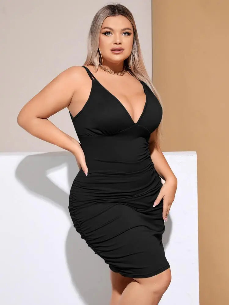 فستان نسائي سادة بدون أكمام بطيات من NU&NOW