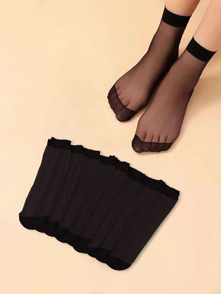 10 أزواج جوارب نسائية بسيطة وعصرية – طقم جوارب يومية بطول الكاحل