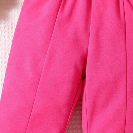 SHEIN بنطلون واسع أنيق باللون الأحمر الوردي للفتيات الصغيرات