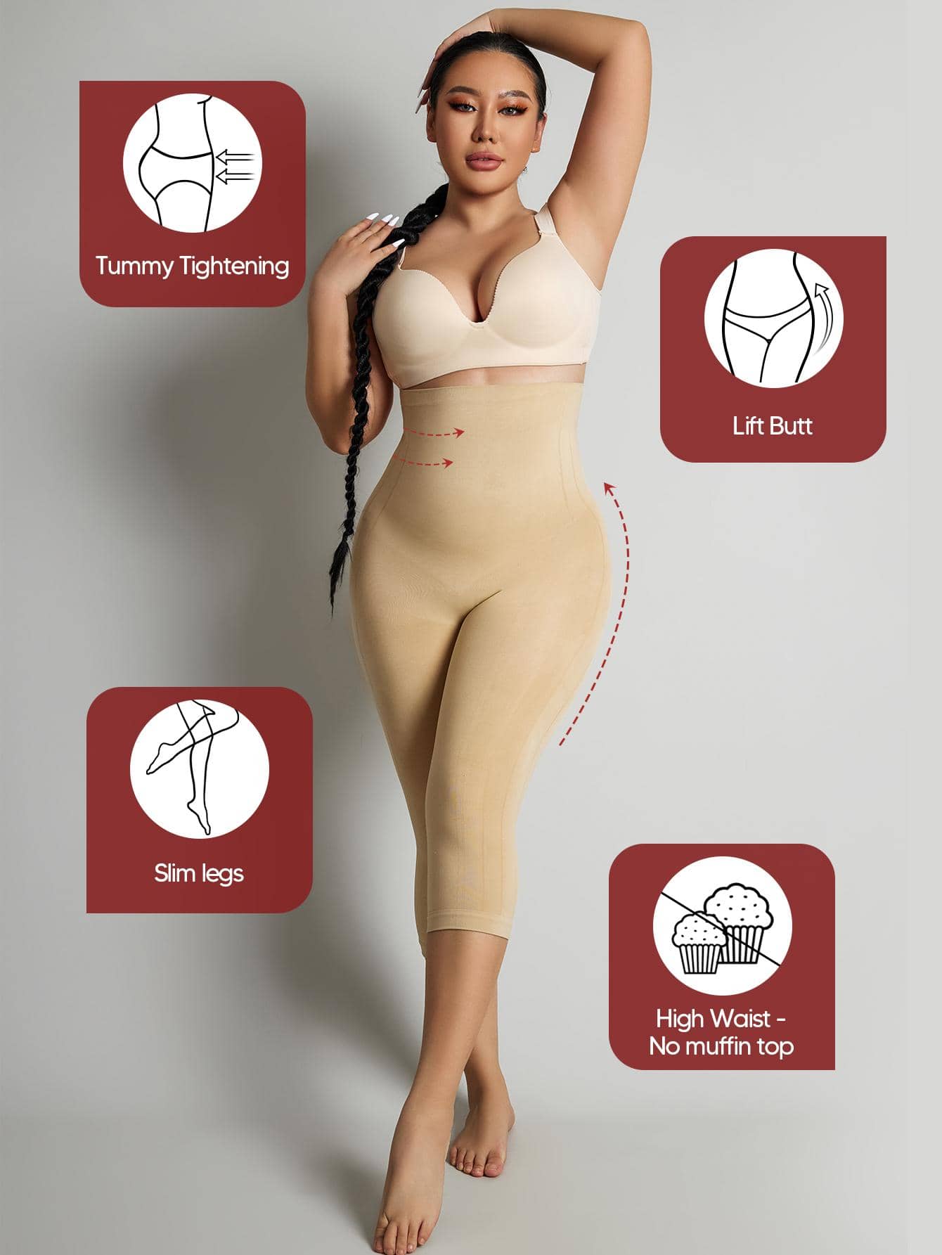 ليجن نسائي عالي الخصر لشد البطن ورفع المؤخرة