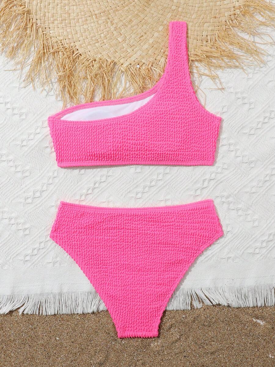 طقم بيكيني لطفلة من SHEIN Tween – بلون موحّد