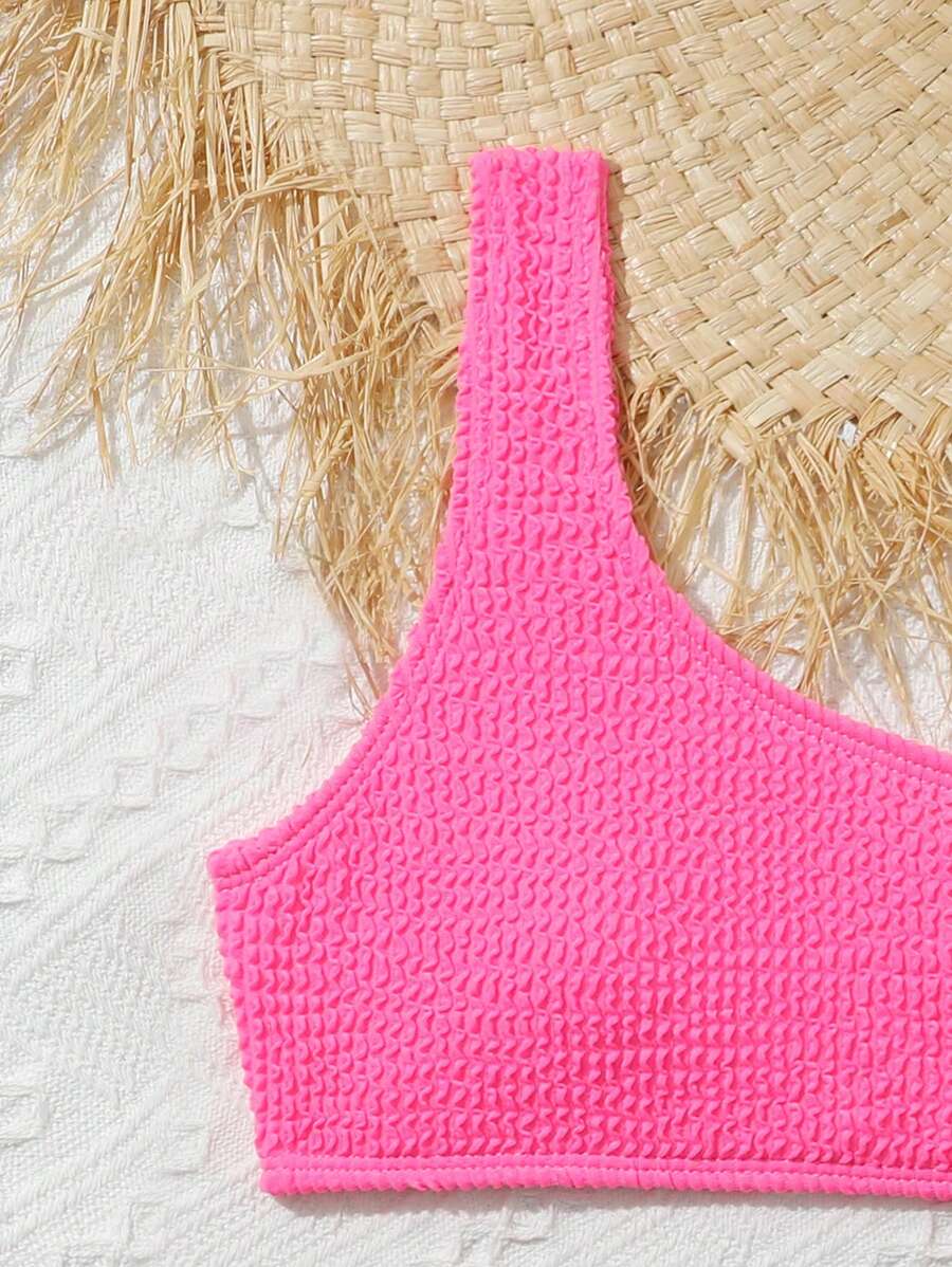 طقم بيكيني لطفلة من SHEIN Tween – بلون موحّد