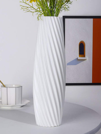 1pc White Diagonal Pattern Vase,Home Decor,Flower Vase