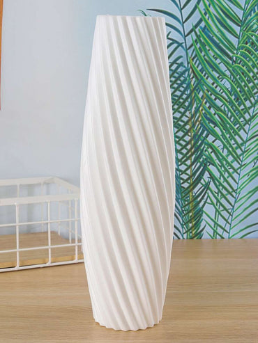 1pc White Diagonal Pattern Vase,Home Decor,Flower Vase