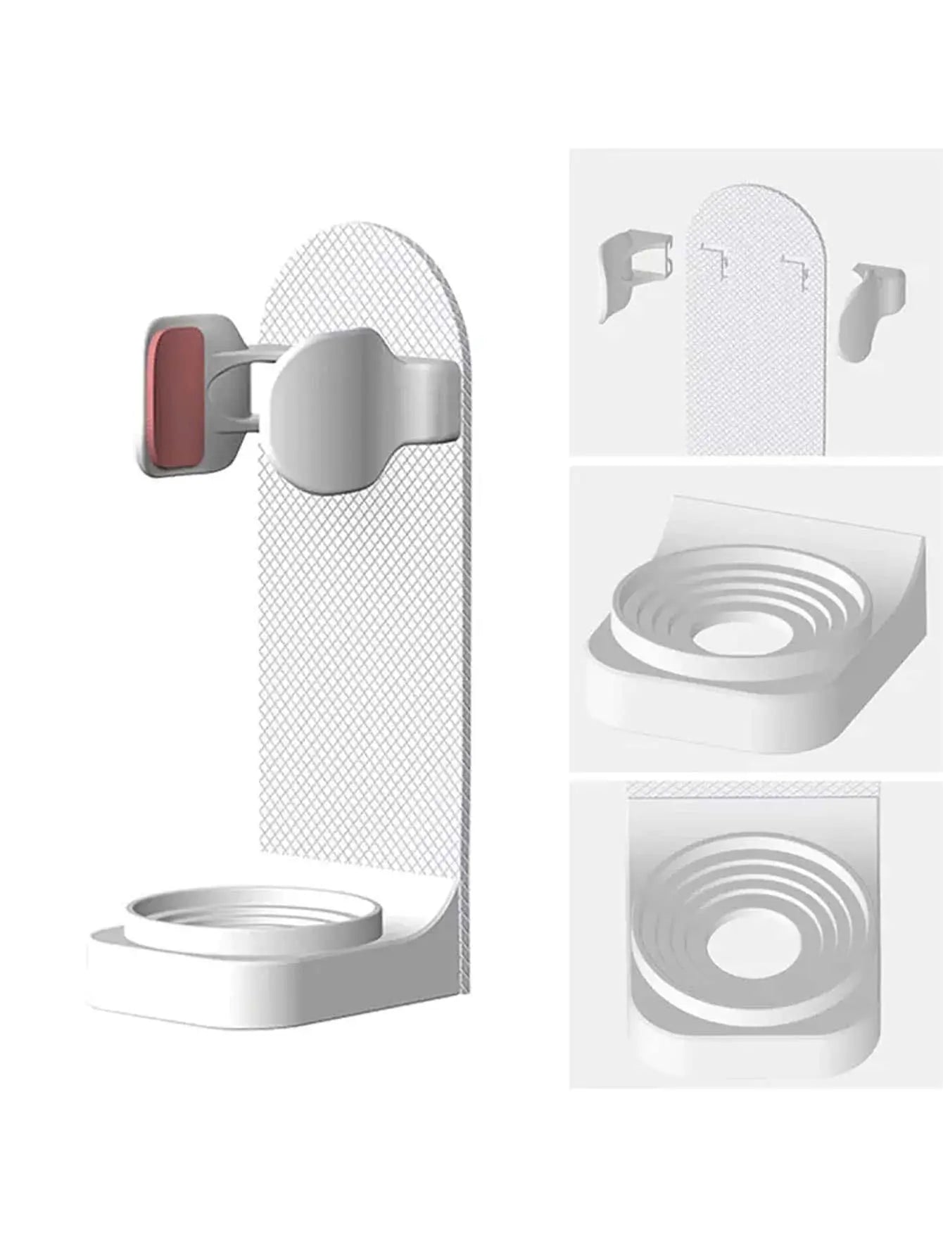 حامل فرشاة أسنان 4 قطع  مثبت على الحائط بدون حفر بحجم قابل للتعديل للاستخدام المنزلي