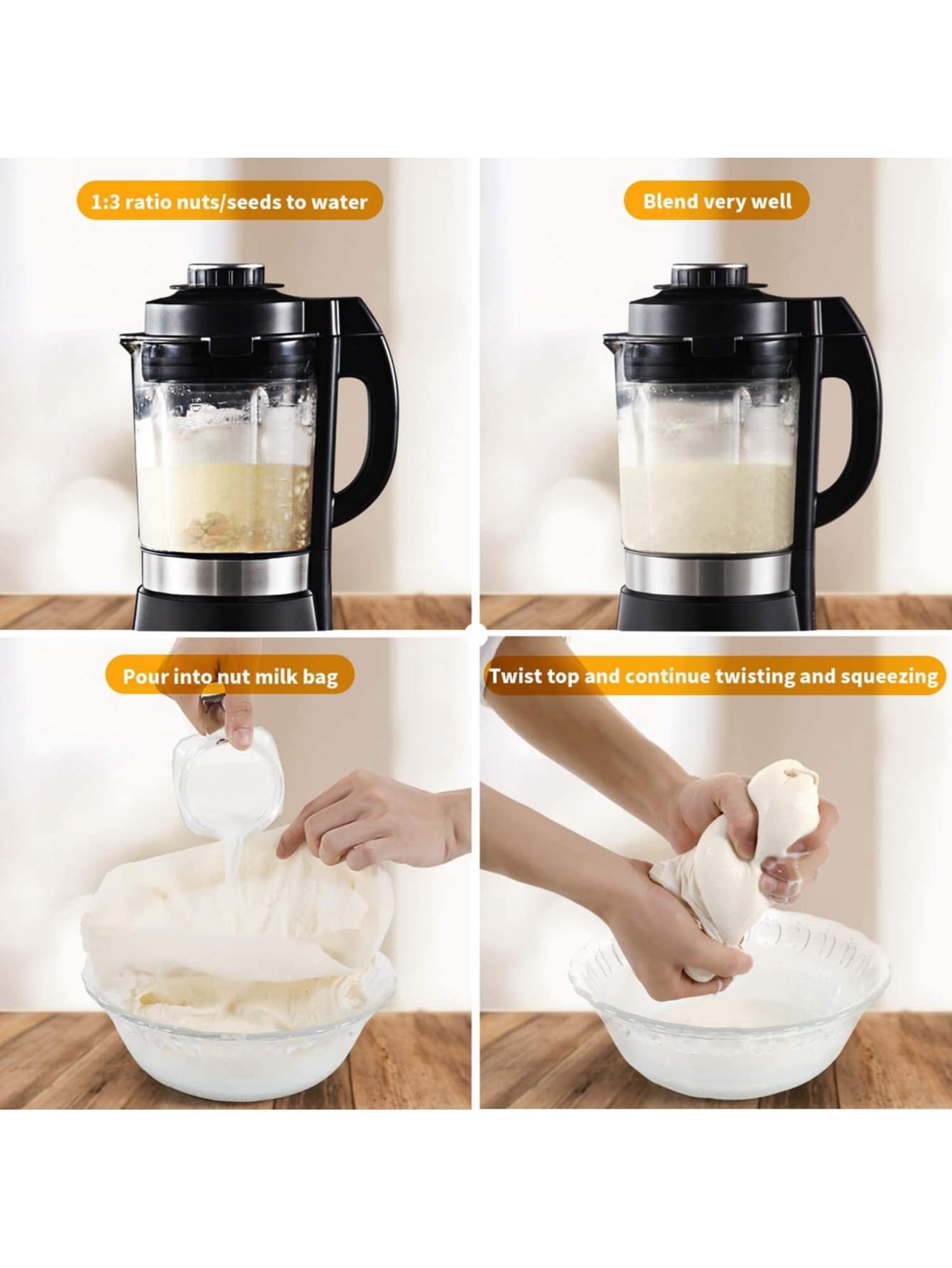 حقيبة حليب المكسرات وقطعة قماش للجبن قابلة لإعادة الاستخدام – قماش مسلين غير مبيّض 100%