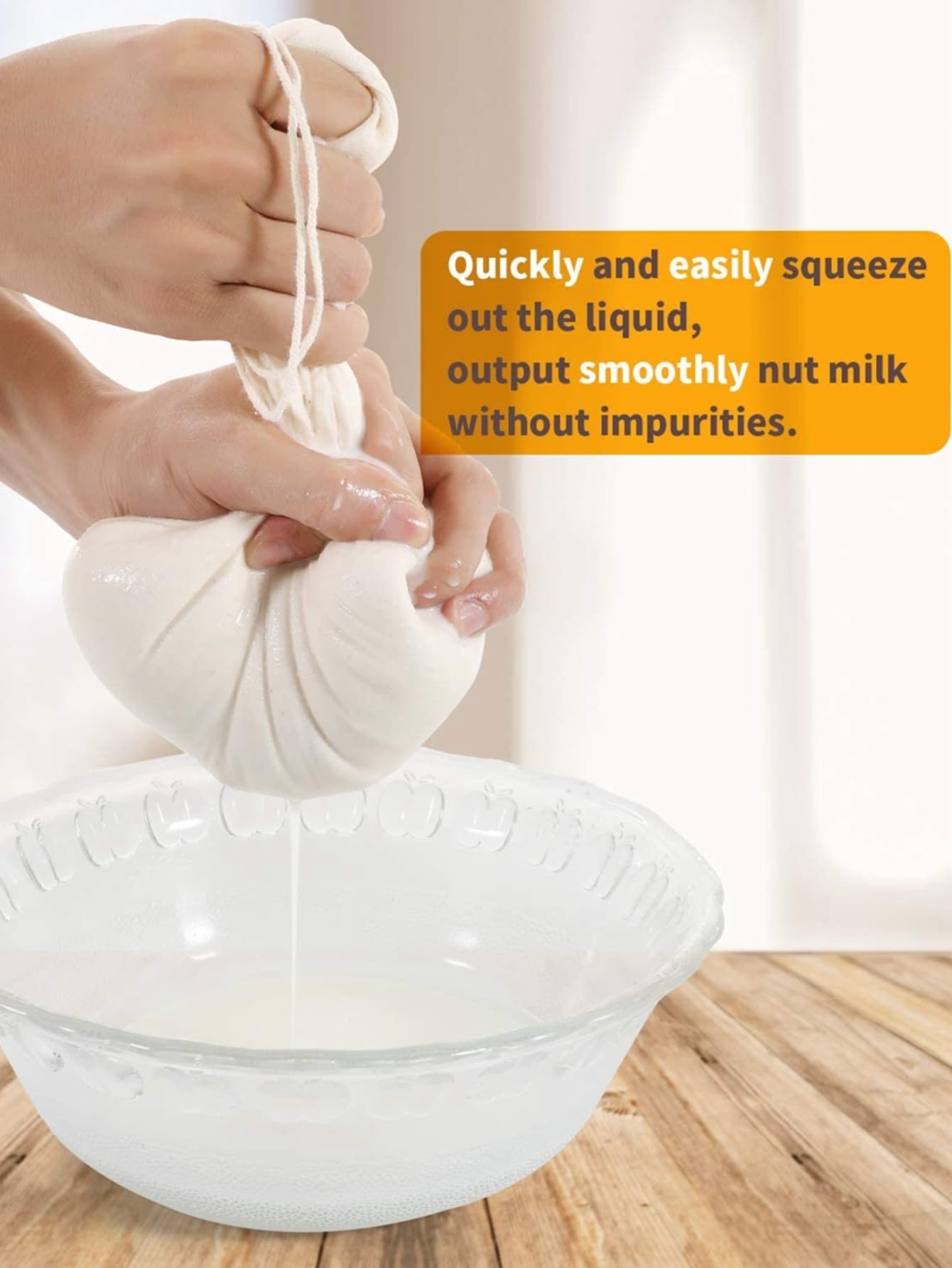 حقيبة حليب المكسرات وقطعة قماش للجبن قابلة لإعادة الاستخدام – قماش مسلين غير مبيّض 100%