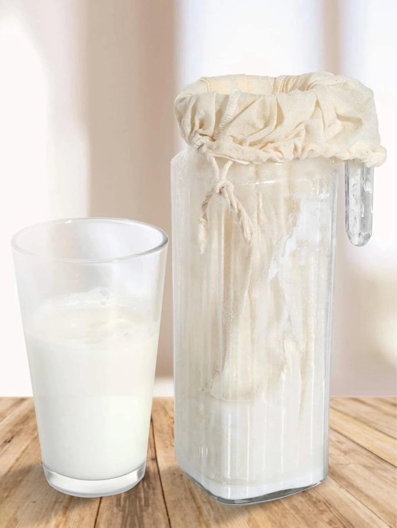 حقيبة حليب المكسرات وقطعة قماش للجبن قابلة لإعادة الاستخدام – قماش مسلين غير مبيّض 100%