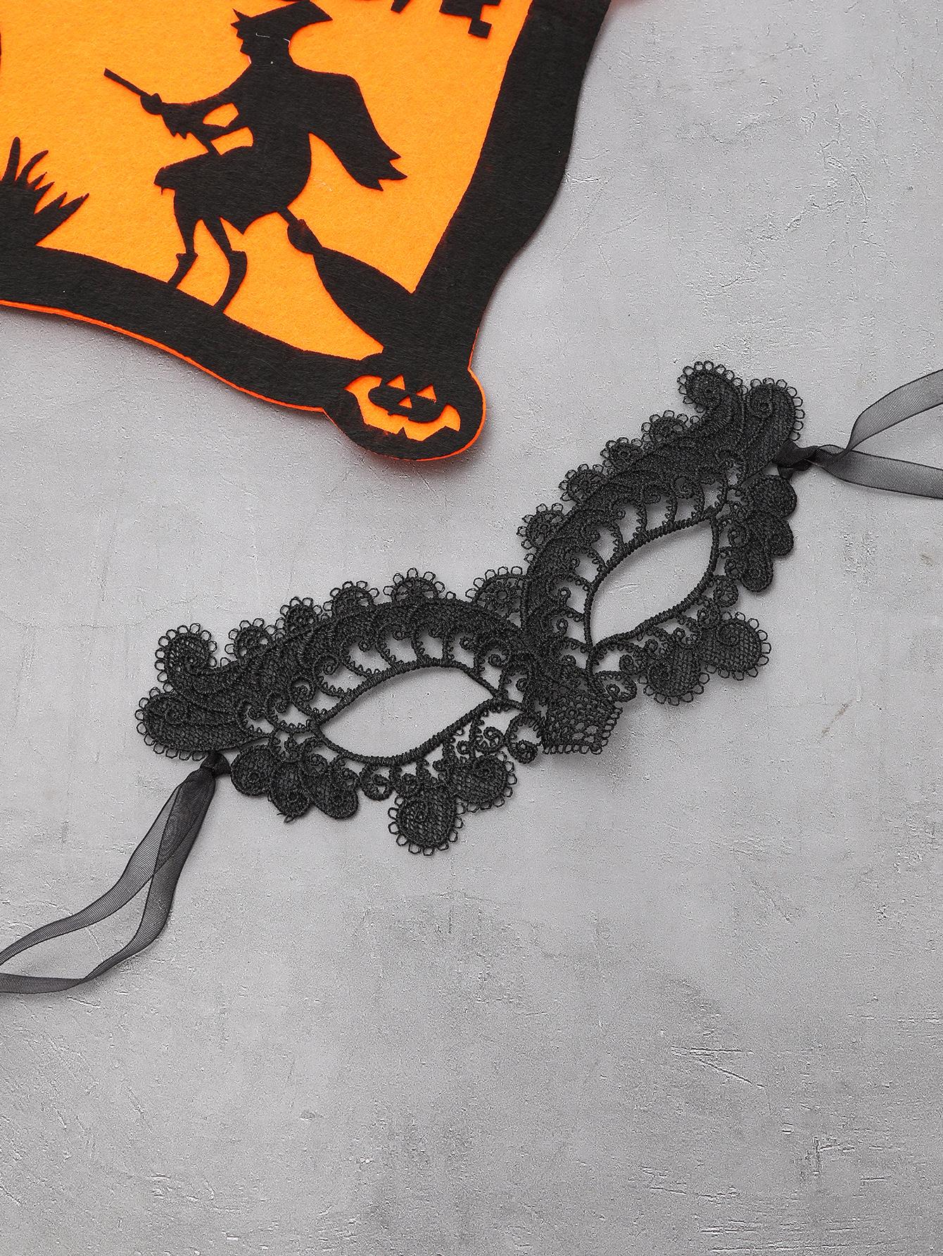 قناع عين دانتيل أسود واسع الحواف نصف‑وجه للنساء