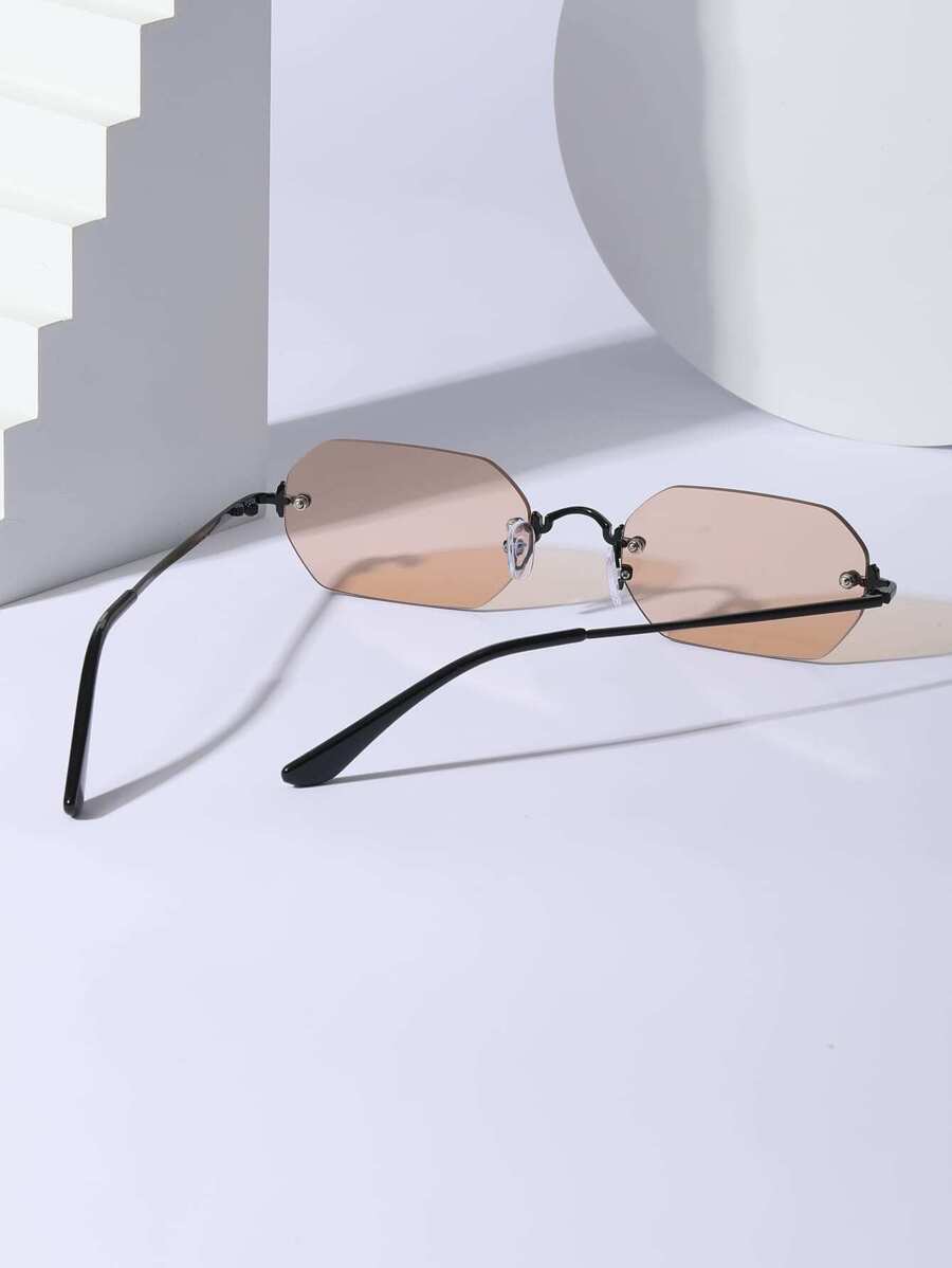 نظارة رجالية معدنية صغيرة بعدسات وردية مائلة ‎50%‎ – ستايل ريترو كلاسيكي مزوّدة بحبل وعلبة