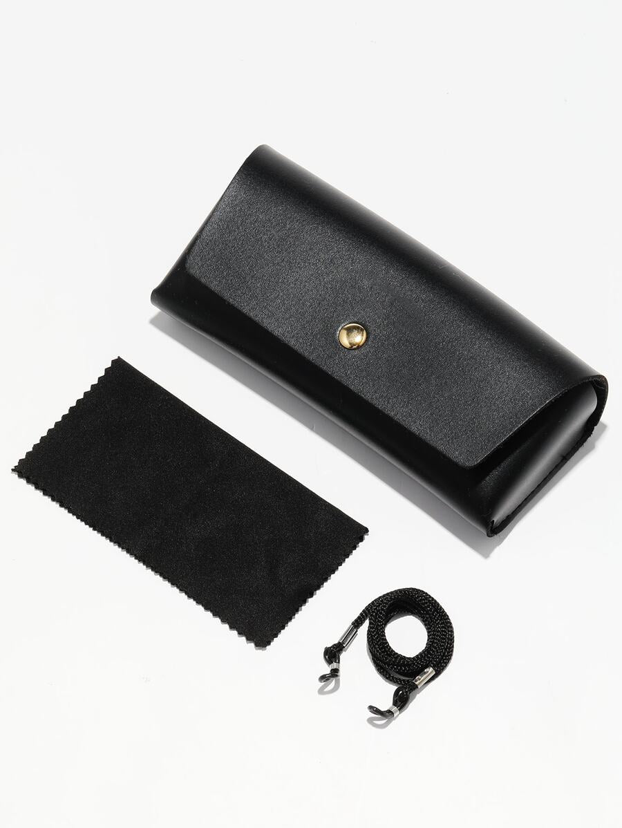 نظارة رجالية معدنية صغيرة بعدسات وردية مائلة ‎50%‎ – ستايل ريترو كلاسيكي مزوّدة بحبل وعلبة