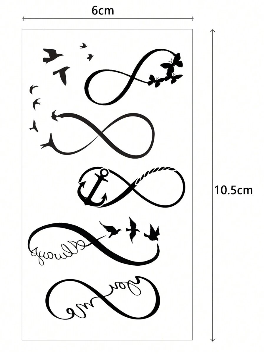 20 ورقة ملصقات وشم مؤقتة بتصميم صغير أسود إبداعي للرجال والنساء Shein