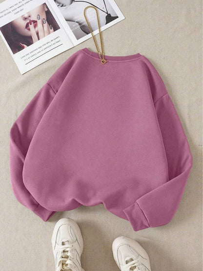 سويت شيرت مبطن حراري بطبعة حروف وأكمام طويلة من إناولي