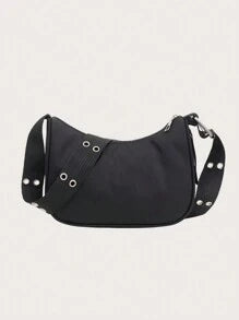 حقيبة كروس صغيرة نسائية مزينة بحلقات معدنية وحزام قابل للتعديل