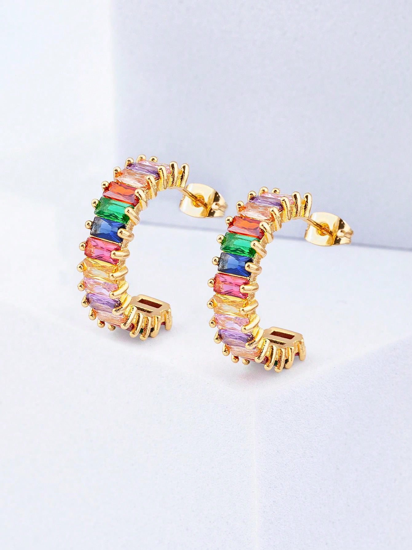 طقم مجوهرات نسائي  بحجر زركون ملون – خاتم وقلادة وأقراط، هدية رائعة