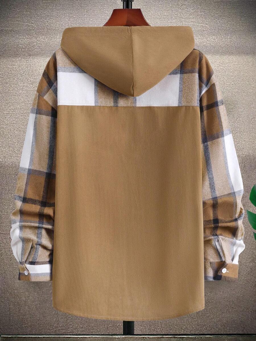 قميص مانفينيتي هوم رجالي كاجوال منقوش بأكمام طويلة