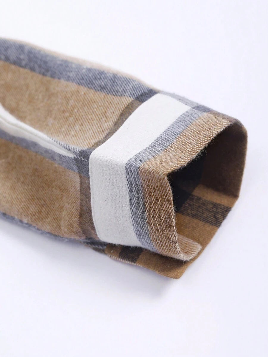 قميص مانفينيتي هوم رجالي كاجوال منقوش بأكمام طويلة