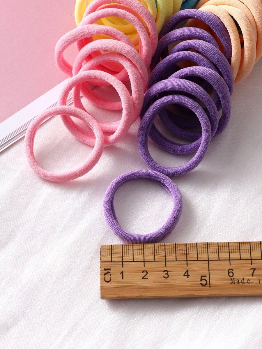 100 قطعة من ربطات الشعر المرنة البسيطة، ربطات شعر أساسية للنساء