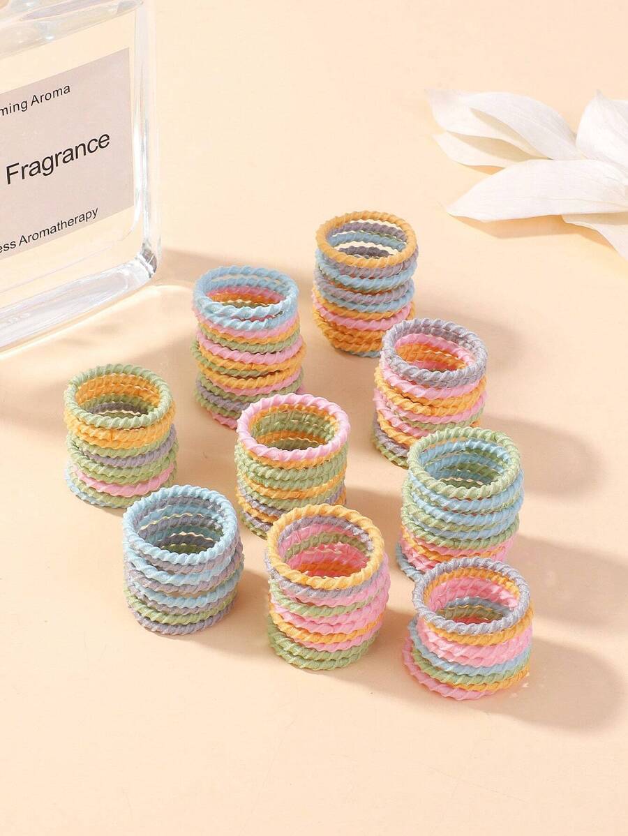 100 قطعة من ربطات الشعر المرنة وعصابات الشعر العادية للأطفال