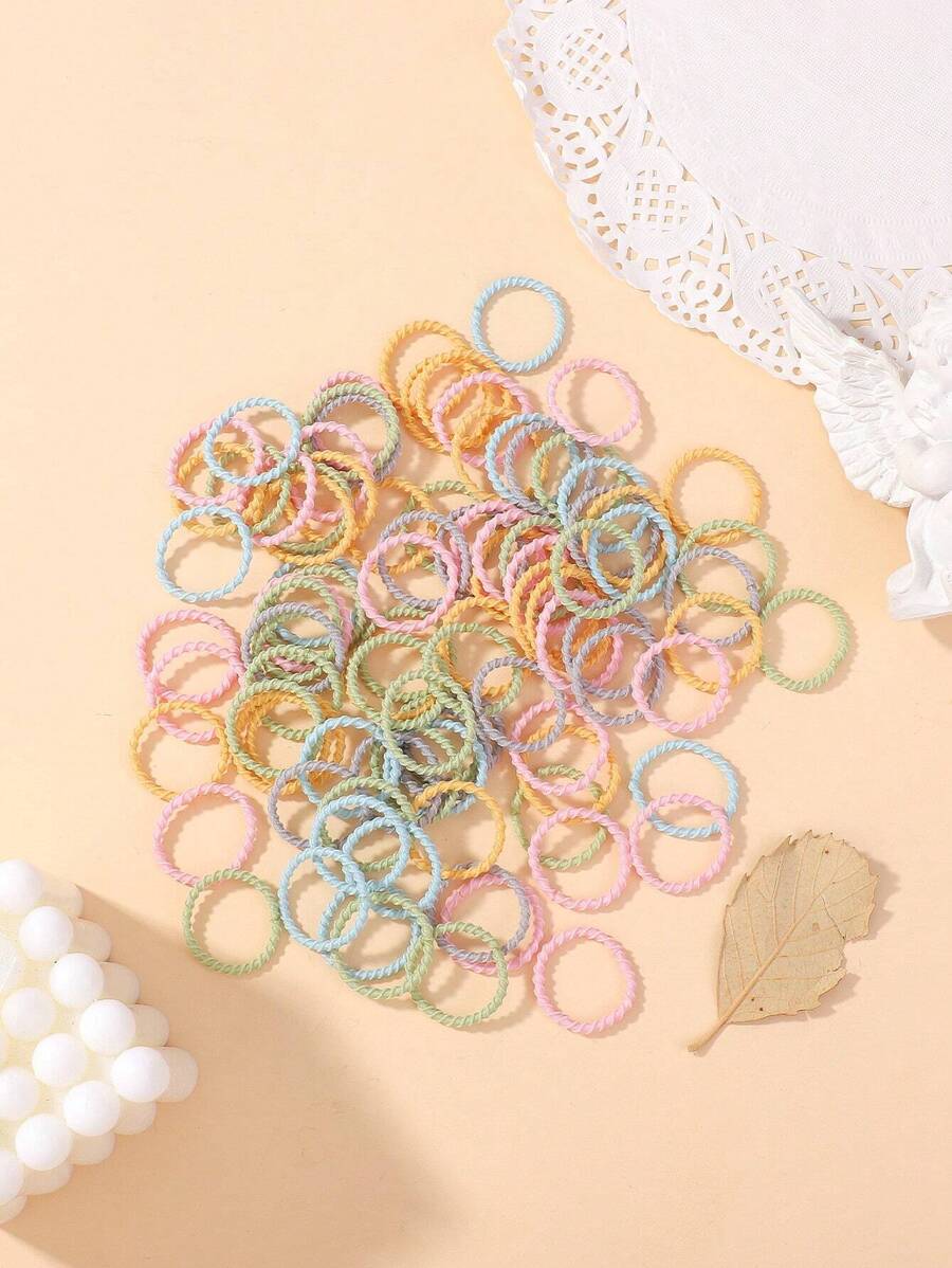 100 قطعة من ربطات الشعر المرنة وعصابات الشعر العادية للأطفال