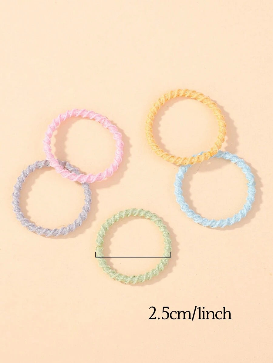 100 قطعة من ربطات الشعر المرنة وعصابات الشعر العادية للأطفال
