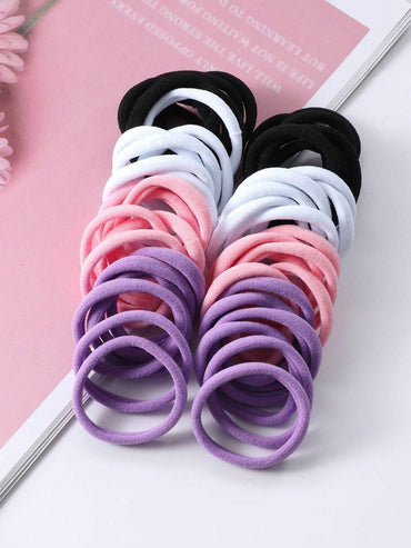 50/pcs Plain Women High Elasticity Hair Ties, Suitable For Daily Use,Pink Accessories