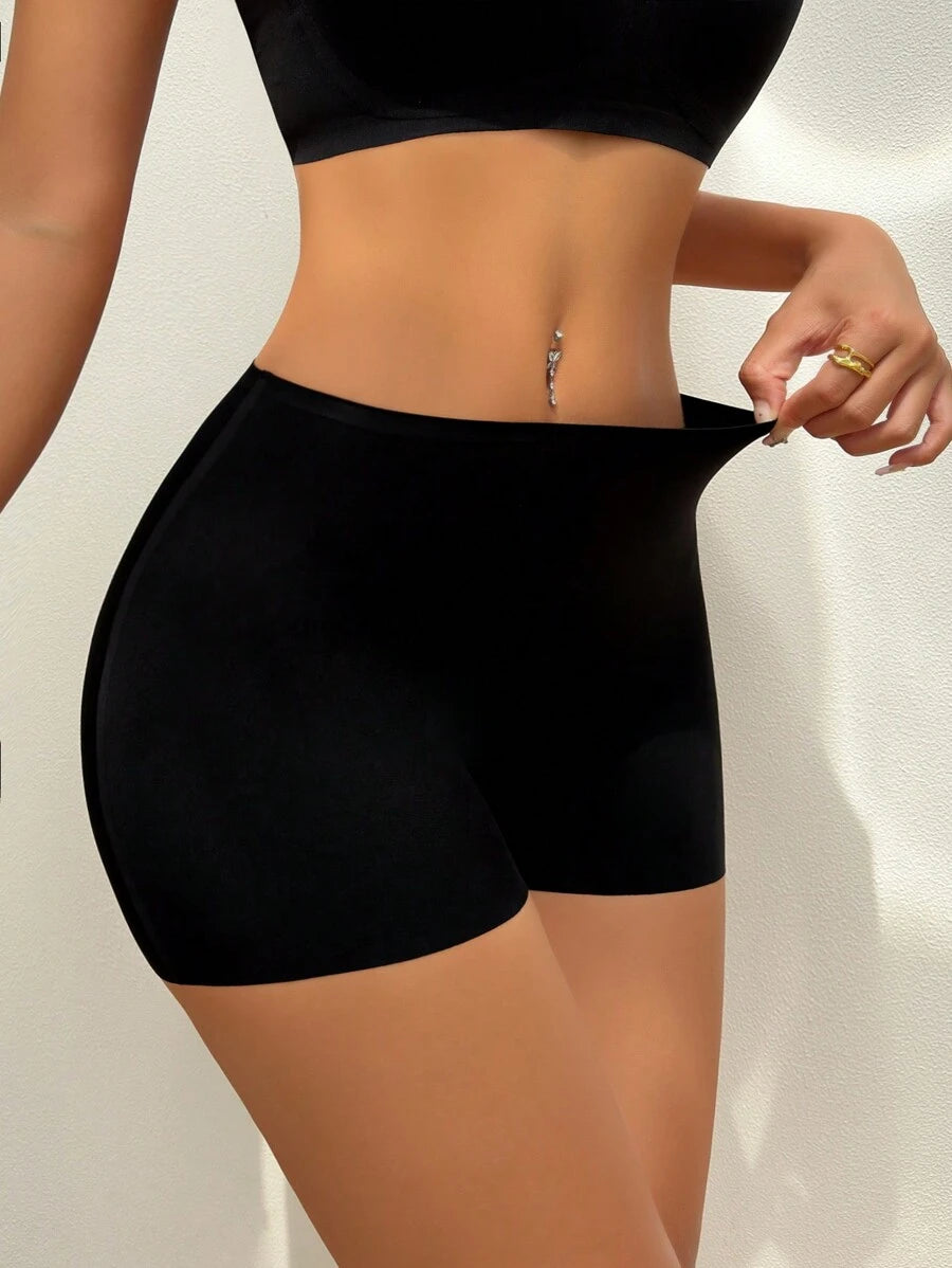 شورت مطاطي بدون درزات عند منتصف الخصر، مضاد للضوء، وحاشية مضادة للالتفاف