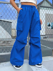 بنطلون كارغو أزرق من SHEIN EZwear للنساء بمقاسات كبيرة