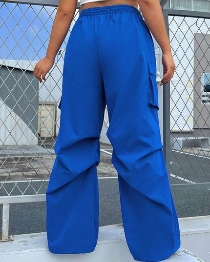بنطلون كارغو أزرق من SHEIN EZwear للنساء بمقاسات كبيرة