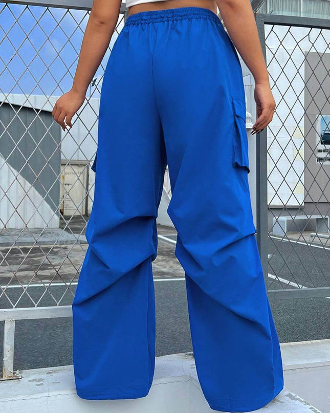بنطلون كارغو أزرق من SHEIN EZwear للنساء بمقاسات كبيرة