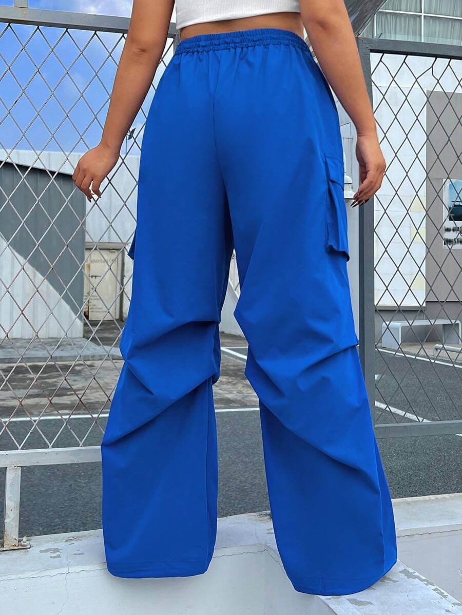 بنطلون كارغو أزرق من SHEIN EZwear للنساء بمقاسات كبيرة
