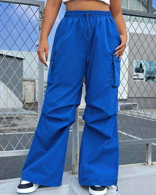 بنطلون كارغو أزرق من SHEIN EZwear للنساء بمقاسات كبيرة