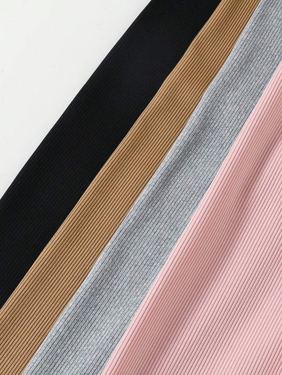 مجموعة من 4 قطع من السراويل الضيقة الملونة الكاجوال للفتيات الصغيرات مع تفاصيل فيونكة لطيفة